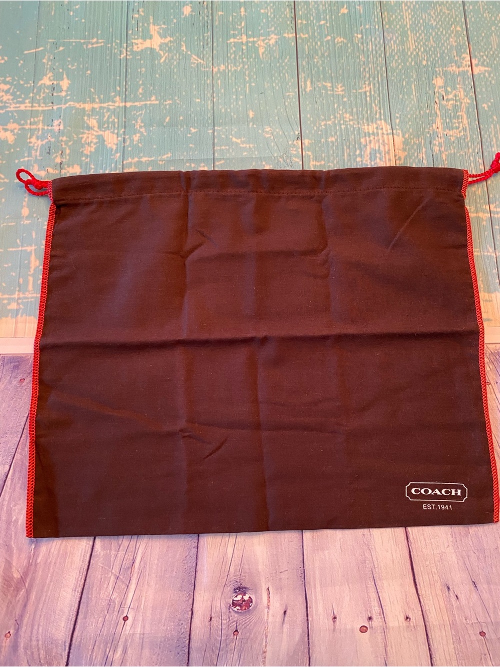 Coach Brown and Red Drawstring Dust Bag